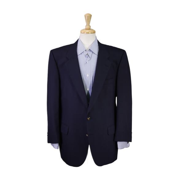 Burberrys London Navy Blue Gold Metal Buttons 2-Btn Blazer Jacket 44R - Picture 1 of 8
